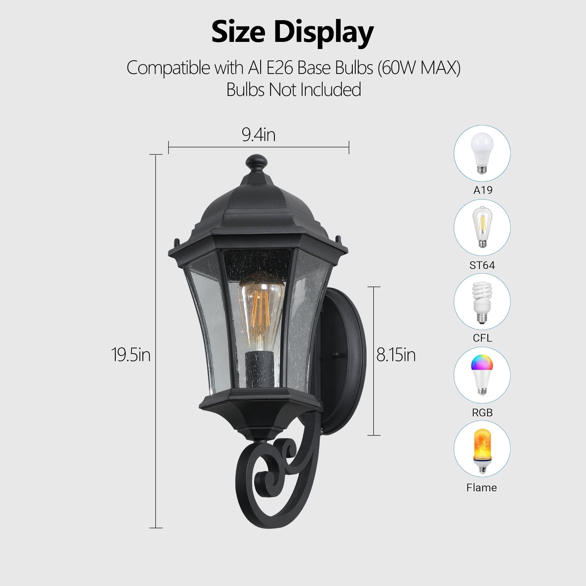 Jopath 2-Pack Vintage Outdoor Wall Lantern Light, Elegant Black Metal Sconce for Porch, Patio, and Garden Lighting (Bulb Not Included)