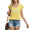 Yellow, variant on Women's Light Blue Hawaiian Hibiscus Boho Floral Minimal Border Graphic V Neck Sleeveless Commuting T Shirt Tops