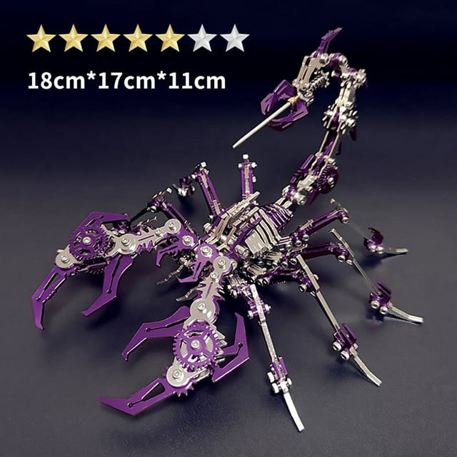 Modelo de ensamblaje de metal 3D de Scorpion King, color monstruo de acero, ensamblaje mecánico, rompecabezas hecho a mano, juguete de alta dificultad
