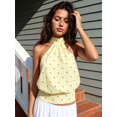 thumbnail image 4 of LMLYSoH Women's Summer Halter Tank Tops Dot Print Sleeveless Slim Fit Backless Cropped Vest for Party, 4 of 8