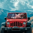 thumbnail image 3 of Uorisanigo Windshield Sun Shade American Flag Print Windshield Shade for 2007-2023 Wrangler Rubicon Sahara TJ JK JKU 2 & 4 Door Sun Visor Cover Heat Shield Windshied Sunshade Block UV Rays, 3 of 7
