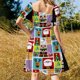 thumbnail image 5 of Vestido de manga corta con estampado navideño para mujer, vestido de fiesta, vestido de verano para mujer, 5 of 7
