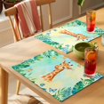 thumbnail image 4 of Cartoon Giraffe Placemats Set of 12 Summer Butterfly Fern Tropical Palm Plants Place Mats Indoor Wipeable Table Mats Washable Dining Table Placemats for Kitchen Holiday Party Home Decor 13x19 Inch, 4 of 9