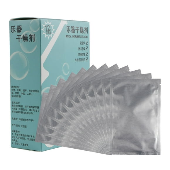 12 Packets Wooden Musical Instrument Desiccant Universal Moisture Absorbent for Acoustic Folk Guitar Bass Ukulele Violin Guzheng Erhu