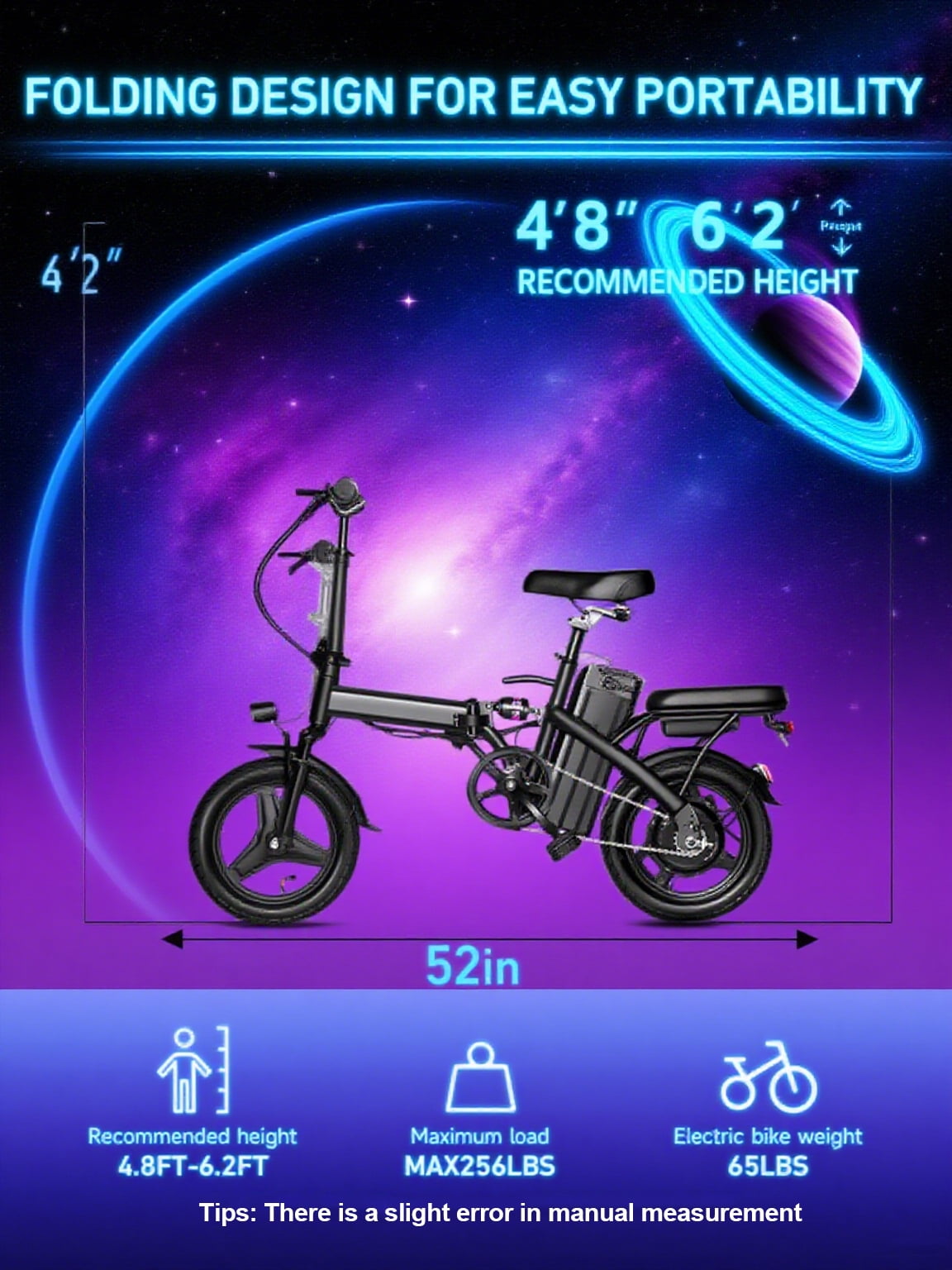 SHCNTEKU Folding Electric Bicycle for Adults Teens, 14IN Ebike with 500W Peak Motor, 20mph 25 Miles 576Wh Removable Battery , UL 2849