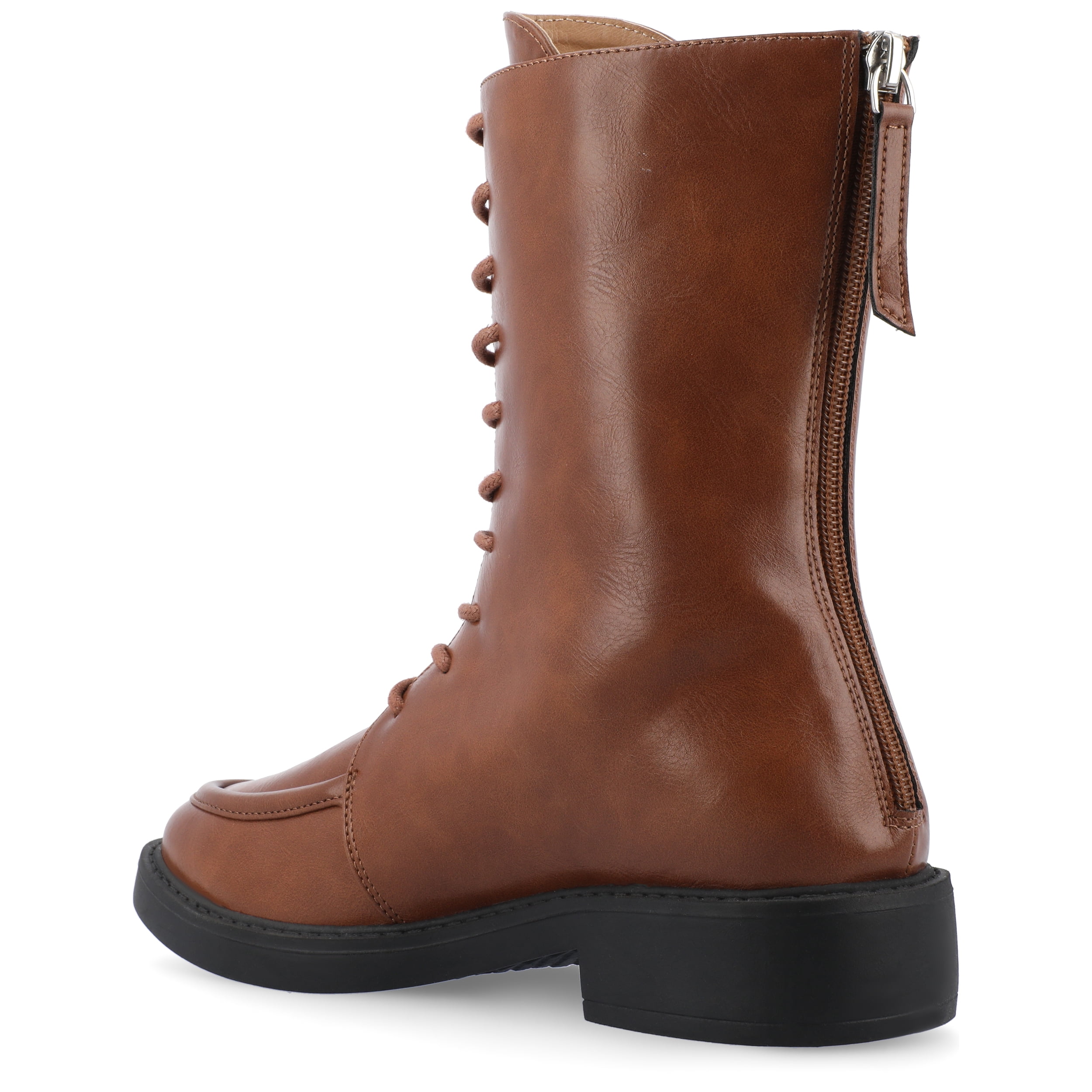Journee Womens Nikks Lace Up and Zip Entry Almond Toe Booties
