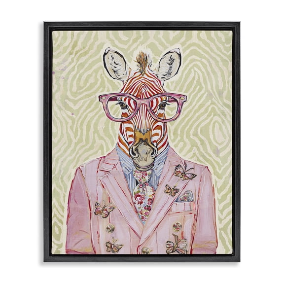 Stupell Industries Eclectic Pink Zebra over Green Black Floating Frame Canvas Art, 17 x 21, by Svetlana Aleynikova