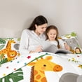 thumbnail image 4 of Manfei Lovely Tiger Giraffe Twin Comforter Sets,Zoo Animal Elephant Bedding Set,Green,Polkadot Reversible,2pcs,1 Comforter and 1 Pillowcase, 4 of 7