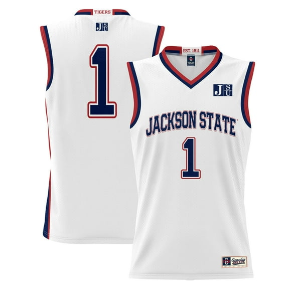 Male GameDay Greats #1  White Jackson State Tigers  Lightweight Basketball Jersey