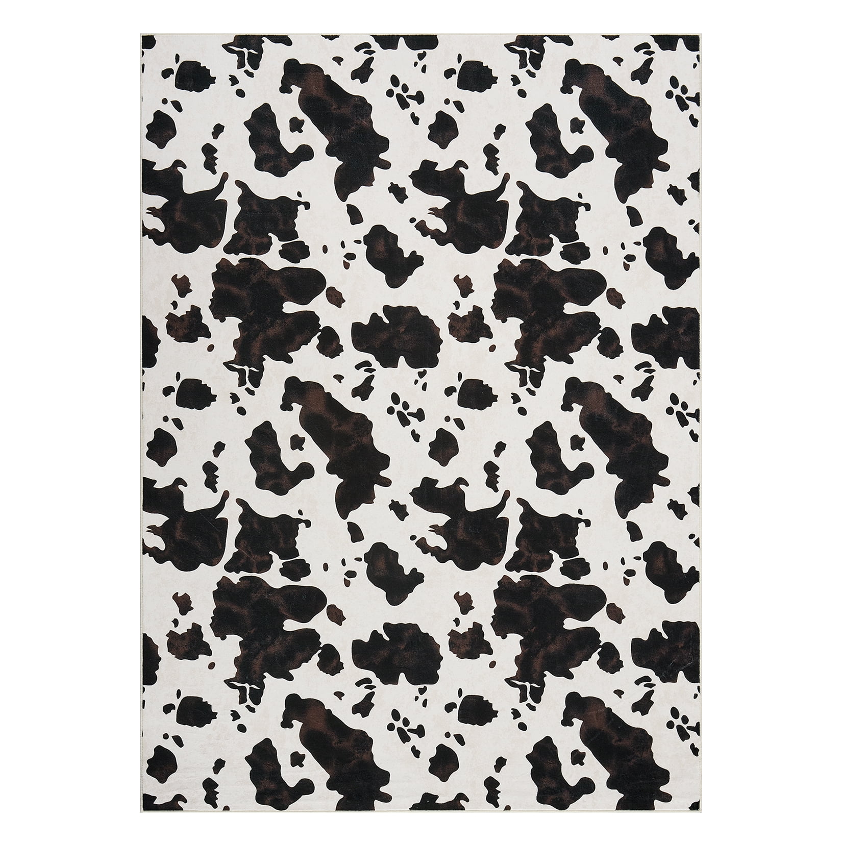 Tzou Cow Print Area Rugs 10' x 13' – Modern Washable Low Pile Throw Rug with Non-Slip Backing, Stain-Resistant Soft Floor Carpet for Living Room, Bedroom, Kitchen (Machine Washable)