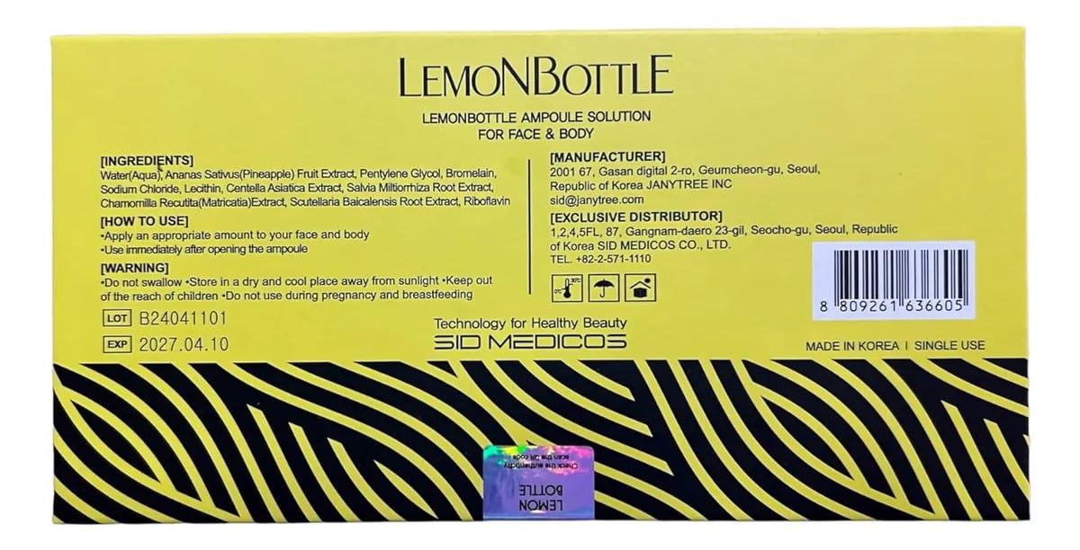 LEMON BOTTLE | tratamiento para grasa 5 ampolletas de 10 ml