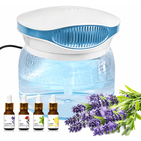FORU Water Wash Humidifier with 4×10ml Essential Oils, Quiet Cool Mist Humidifier for Bedroom, Home, Office & Kitchen, Blue