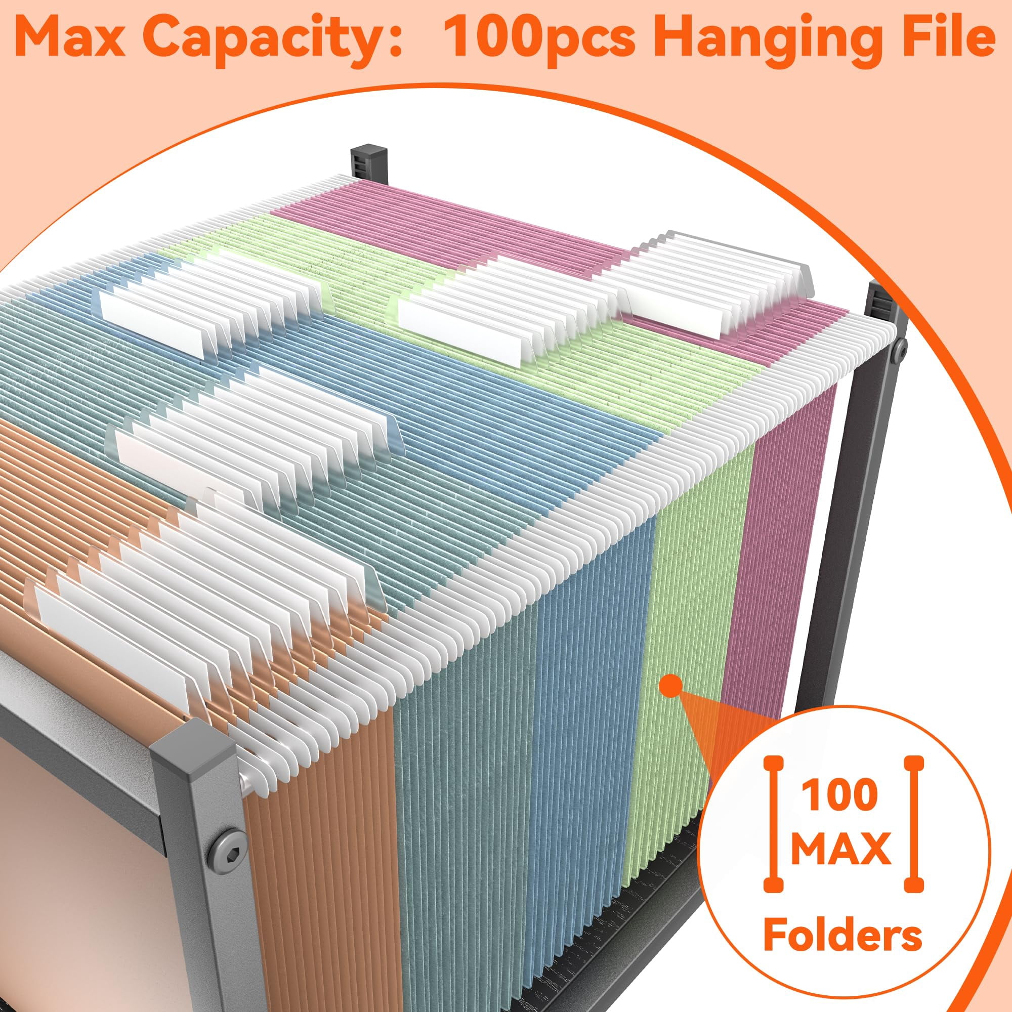 Aquzee Rolling File Carts with Wheels Hanging Files, Under Desk File Organizer for Home Office, Small Mobile Filing Cart Organizer on Wheels