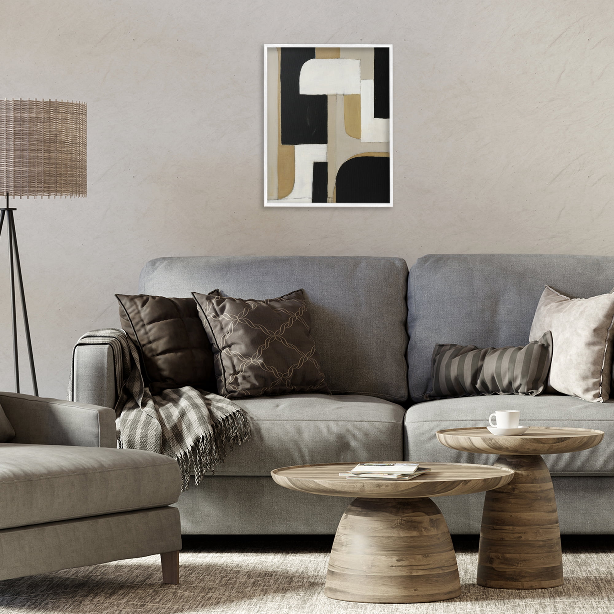 Stupell Industries Minimalist Geometrics in Neutrals White Framed Giclee Art, design by Kippi Leonard