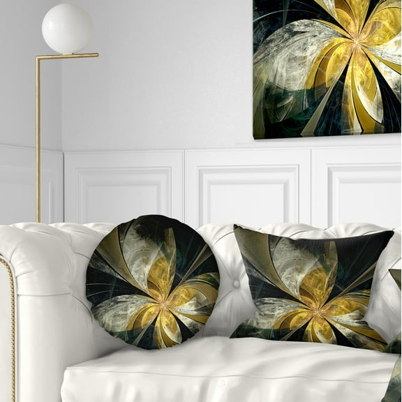Designart 12" x 20" Contemporary, Modern Black Polyester Throw Pillow