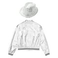 thumbnail image 4 of IEFIEL Girls Boys Metallic Bomber Jacket Juniors Long Sleeve Bronzing Coat Outerwear for Hip Hop Jazz Dance Silver-A 14, 4 of 7