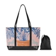 thumbnail image 7 of FORMRS Canvas Laptop Tote Bag for Women with 15.6" Computer Compartments Shoulder Handbag, Pink Leaves, 7 of 7