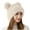 Beige, variant on Luxalzxs Womens Winter Hats Beanie Hats Plush Cable Knit Soft Cute Beanie with Double Pompom