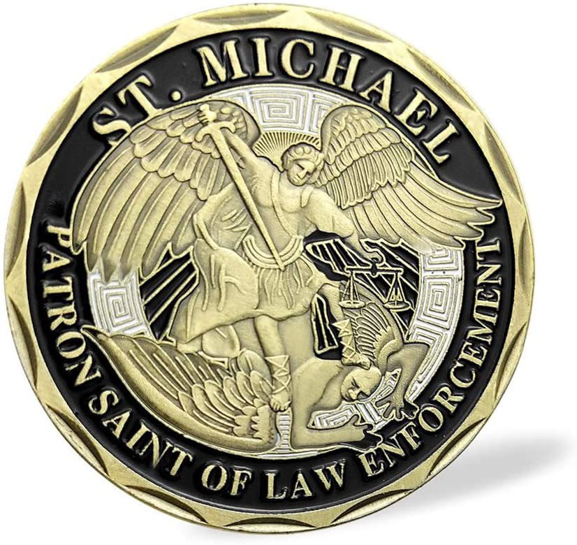 Michael Police Officers Challenge Coin,Patron Saint of Law Enforcement Prayer Coins St 