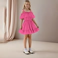 thumbnail image 7 of MKOSPLRT Cold Shoulder Dresses for Girl Spaghetti Strap Ruffle Tiered Mini Dresses Solid Casaul Party Wedding Dresses, 7 of 7