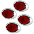 thumbnail image 7 of 4 pk 4" Red Oblong Clearance Light Side Marker Truck Trailer w Chrome Bezel 2 LED, 7 of 7