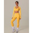thumbnail image 6 of IDOPIP Workout Sets for Women 3 Piece Long Sleeve Shrug with Seamless Halter Sports Bra High Waist Leggings Gym Yoga Active Outfits S Yellow, 6 of 7