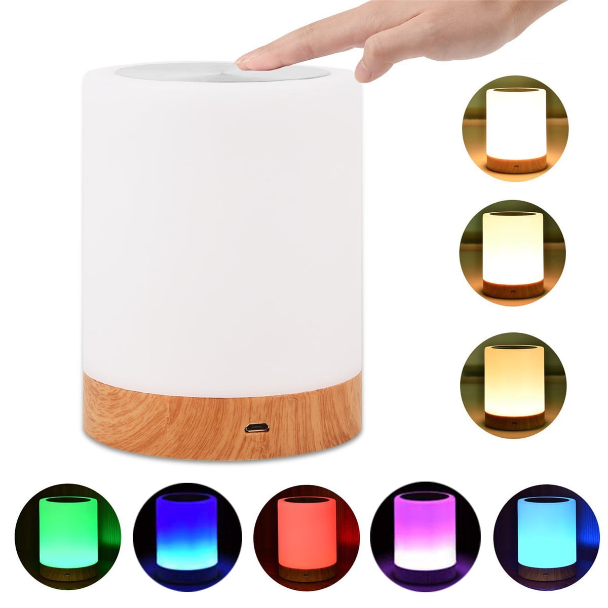 Night Light Kid LED Bedside Lamp Touch Control Dimmable Light 7 RGB Color Changing Multifunctional Table Lamp 1 Hour Timer Memory Function Nursery Night Light for Breastfeeding Sleep Aid Warm Light 