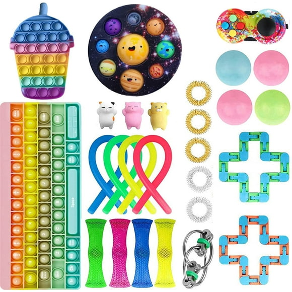 Fidget TIK Tok Fidget Toys Pack Sensory Fidget Toys Push Bubble Pop Toy Stress Anxiety Relief Toys Set (FG-4)