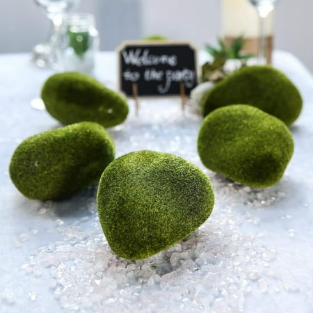 6 Pack | Artificial Moss Rocks | Moss Vase Fillers | Moss Stones Faux | - 4.5