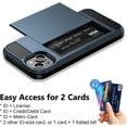thumbnail image 4 of for iPhone 15 Case with Card Holder, Dual Layer Shockproof Wallet Phone Case, Hidden Card Slot Sliding Protective Hard Shell Back Cover Slim Case for iPhone 15, 6.1 Inch Navy, 4 of 14