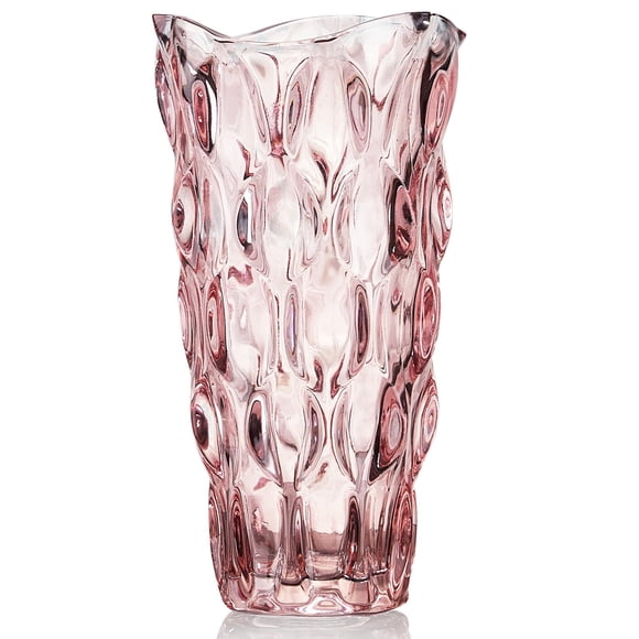 Jarrones de cristal CEMABT, irrompibles, vintage, transparentes, rosa, 1,5 kg