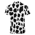 thumbnail image 5 of Black And White Cow Print Men Zipper T-shirt Summer Casual Short Sleeve T-shirt Top, 5 of 7