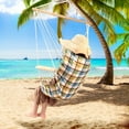 thumbnail image 7 of Hanging Chair with Pillow & Arms-Green Plaid, 7 of 7