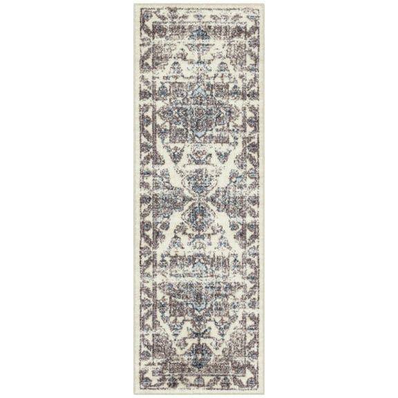 Maples Rugs Antique Border Traditional Neutral Color Indoor Hallway Runner Rug, 2'x6'