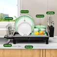 thumbnail image 4 of Hyasfey 1 Set Kitchen Dish Drainage Rack Stainless Metal Adjustable Drain Hole And Tube Bowl Plate Tableware Sink Kitchen Utensil Drying Organizer with Cutlery Holder, 4 of 7