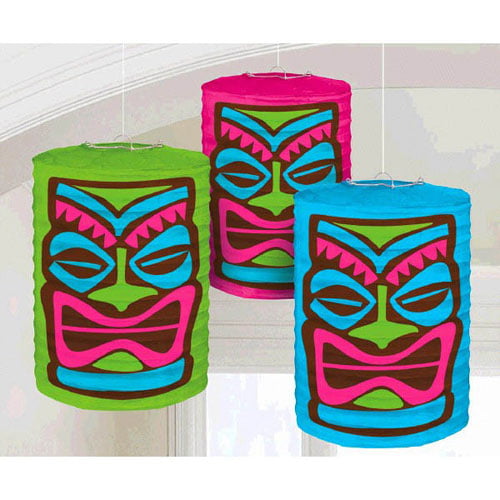 Luau Party Tiki Paper Lanterns 3 Pack 