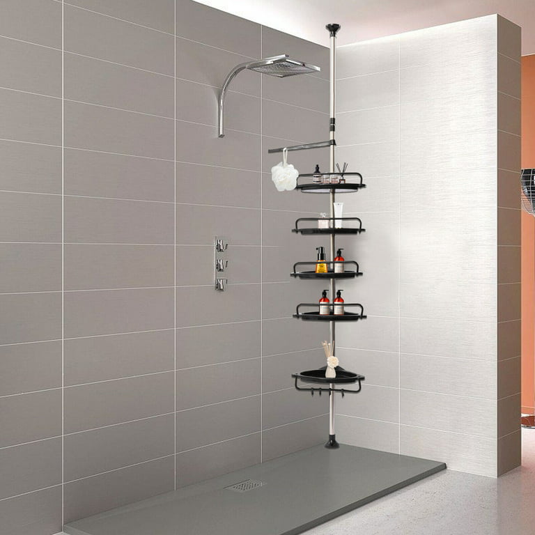 Wuzstar Bathroom Shower Caddy Corner Telescopic Corner Shower Shelf 5 Layer  Drill Free Shower Organizer, Black