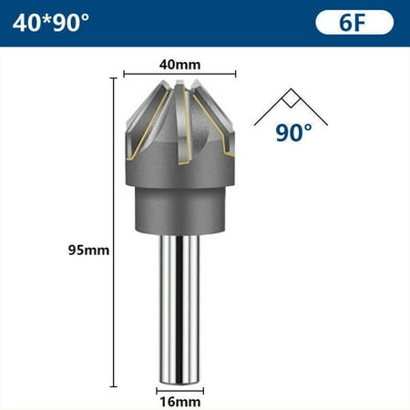 

Chamfer Cutter with Brazing Carbide Blade 16-40mm 60/90° 12/16mm Shank 4/6 Flute