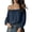 Navy, variant on Women's Off The Shoulder Long Sleeve Blouse, Solid Color Ruffle Cuff Drawstring Front Casual Loose Pullover Top