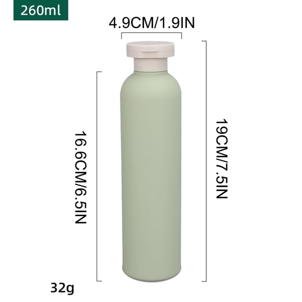 Botellas de viaje (200 ml, 260 ml, 300 ml, 400 ml y 500 ml). Contenedor de viaje hermético para champú, artículos de tocador, loción, acondicionador, gel de ducha y crema.