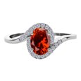 thumbnail image 2 of Mauli Jewels Engagement Rings for Women 1.00 Carat Halo Diamond & Oval Shape Garnet Gemstone Ring Prong-Setting 14K Solid White Gold, 2 of 4
