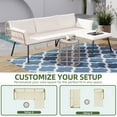thumbnail image 5 of Uforic 3-Piece Outdoor Woven Rope Sectional Sofa Set Patio Furniture, L-Shaped Conversation Set w/ Table - Beige, 5 of 12