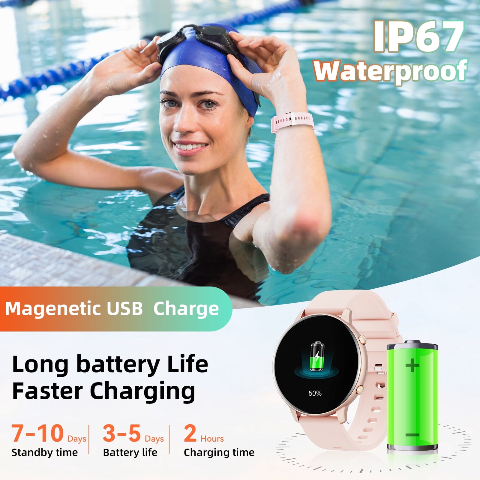smart watch for Women, Compatible with Android and iPhone Devices, Featuring Fitness Tracker, 1.39-inch Smartwatch Gift, Answer/Make Calls/120 Sports Modes, IP68 Water-Resistant Fitness Watch (Pink)