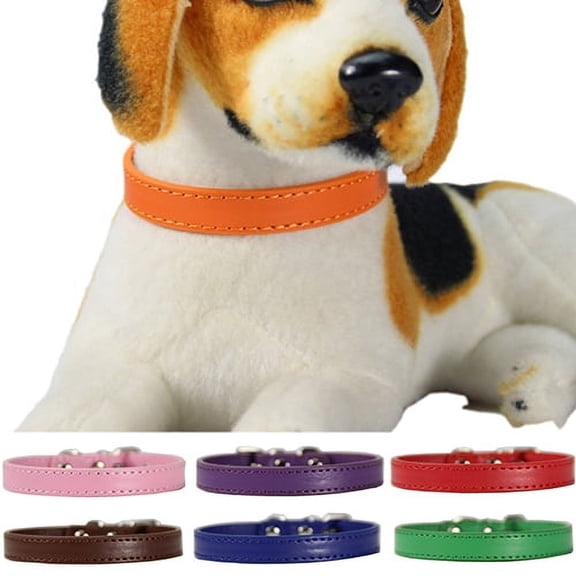 SPRING PARK Fashion Dog Collar Faux Leather Neck Strap Adjustable for Pet Dog Puppy Cat Kitten