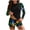 #0279-Blue, variant on Womens Long Sleeve Rash Guard Two Piece Swimsuit Tropical Floral Print UPF 50+ Swim Shirt with Boyshorts