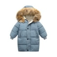 thumbnail image 3 of Esaierr Girls Boys Solid Colors Hooded Tops Cotton Coat for Baby Kids Sweater Neck down Cotton Jacket1-10Y Mid-Length Winter Cotton Outerwear with Pocket Cotton Jacket, 3 of 5
