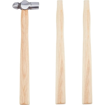 1pc Ball Peen Hammer with Two Spare Wooden Handle 4oz Dual-Headed Carbon Steel Hammer Heavy-Duty Metalworking Hammer for Household Workshop Metal Forming Repairing Rivet 7.8" Steel