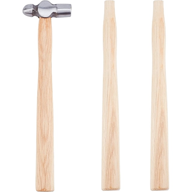 Martillo de bola de 1 unidad con dos mangos de madera de repuesto. Martillo de acero al carbono de doble cabeza de 4 oz. Martillo para trabajos pesados en metal.