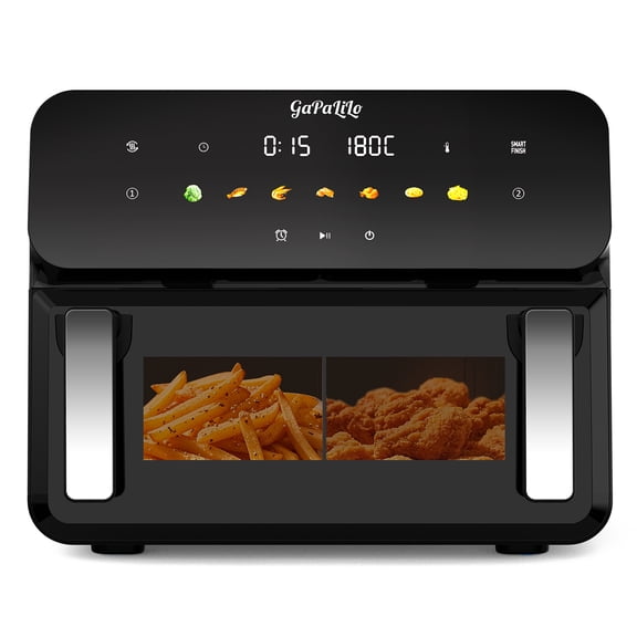 11QT Large Air Fryer, 1700W Touchscreen Air Fryer with Easy-View Window & LED Light, Digital Oven with Presets, Non-Stick & Dishwasher Safe, Perfect for 4-6 Family Meals, Black