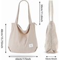 thumbnail image 2 of Thicken Corduroy Totes Bag Extra Large Capacity Handbags Shoulder Bags with Zipper Cord Tote Bag for Women Ladies Girls Casual Shopping Bag for Work S, 2 of 4